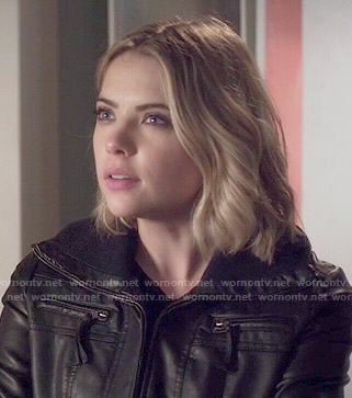 Hanna’s black leather jacket on Pretty Little Liars