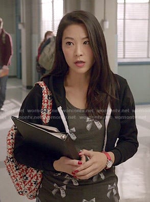 Kira’s bow print top and cropped hoodie on Teen Wolf
