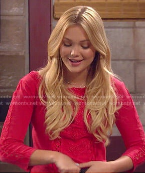 Lindy’s red lace front top on I Didn’t Do It