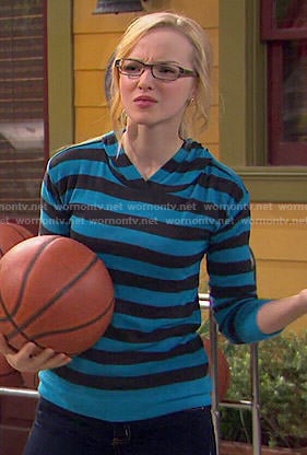 Maddie’s blue striped hoodie on Liv and Maddie