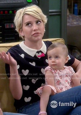 Riley’s collared heart print sweater on Baby Daddy