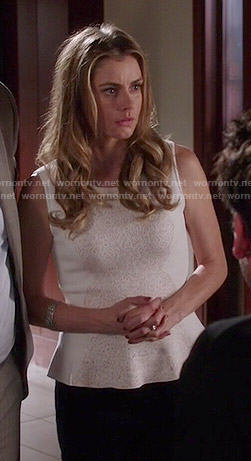 Taylor’s white lace peplum top on Devious Maids