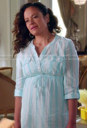 Zoila’s aqua striped maternity tunic on Devious Maids