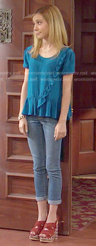 Avery’s blue ruffled top on Dog with a Blog
