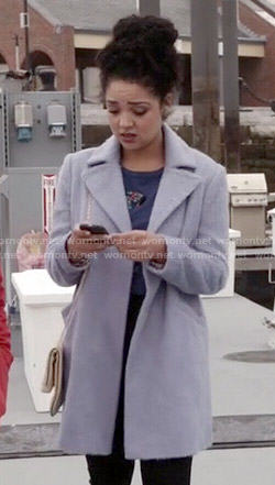 Beth’s blue fur coat on Chasing Life