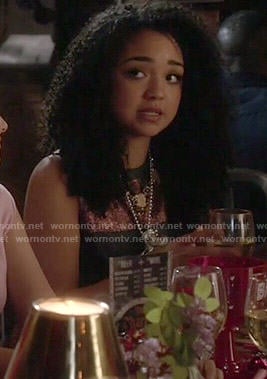 Beth’s metallic striped dress on Chasing Life