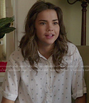 Callie’s white printed button down shirt on The Fosters