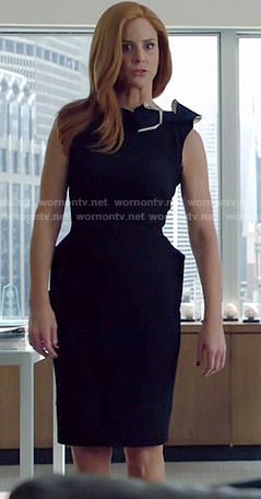 Donna’s black shoulder bow dress on Suits