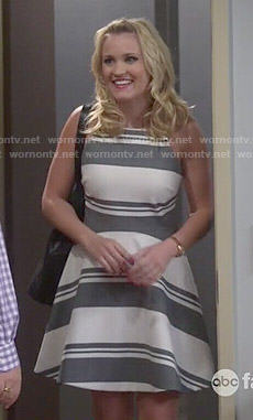 Gabi’s grey and white striped dress on Young and Hungry