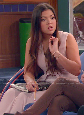 Jasmine’s pink v-neck jumpsuit on I Didn’t Do It