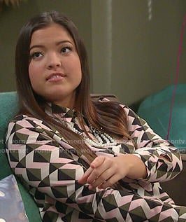 Jasmine’s triangle print shirt on I Didn’t Do It