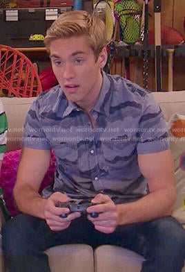 Logan’s blue camo shirt on I Didn’t Do It