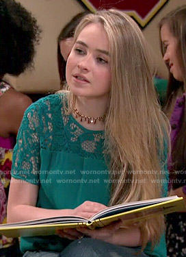 Maya’s green lace sleeve top on Girl Meets World