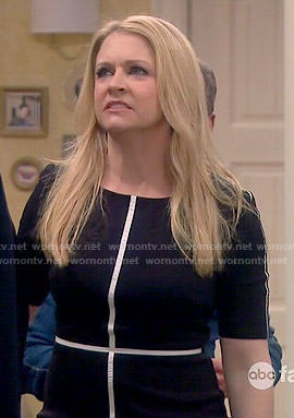 Mel’s black dress with white trim on Melissa and Joey