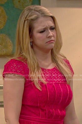 Mel’s red lace peplum top on Melissa and Joey