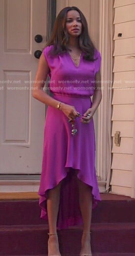 April’s pink high-low dress on Mistresses