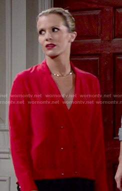 Chelsea’s red double breasted blouse on The Young and the Restless