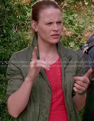 Daphne’s red eyelet top on Switched at Birth