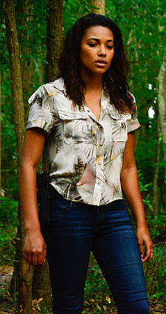 Eva’s tropical printed shirt on Under the Dome