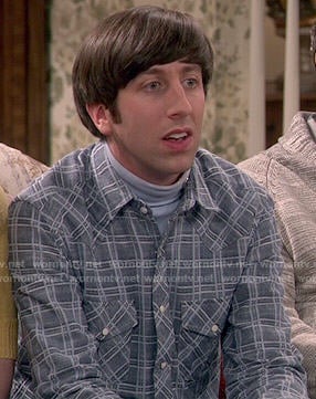 Howard’s blue plaid shirt on The Big Bang Theory