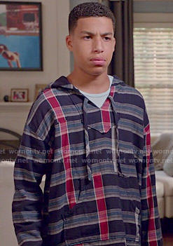 Junior’s blue striped hoodie on Black-ish