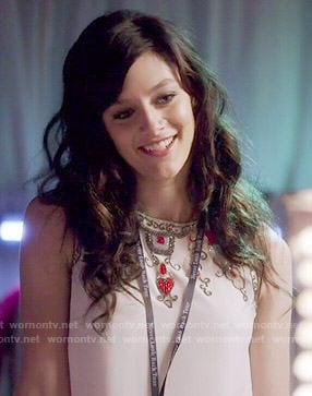 Layla’s white embellished sleeveless top on Nashville