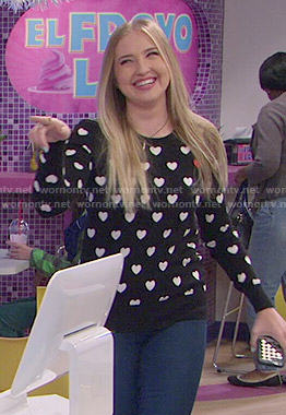 Marisa’s heart print sweater on KC Undercover