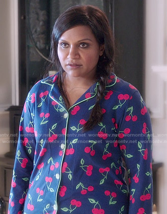 Mindy’s cherry print pajamas on The Mindy Project