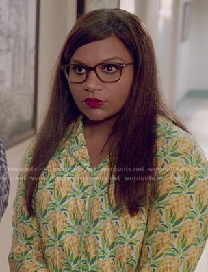 Mindy’s pineapple print pajamas on The Mindy Project