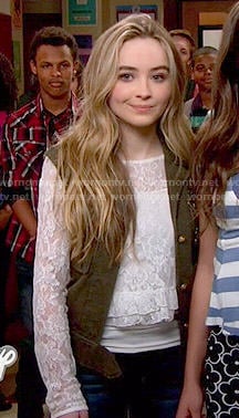 Maya’s white lace ruffled top on Girl Meets World