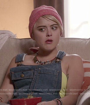 Roxie’s denim overalls on Kevin from Work