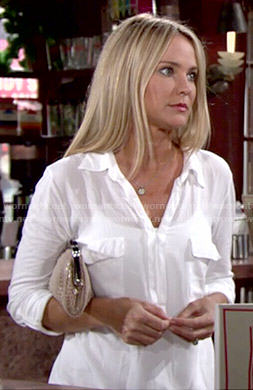 Sharon’s white shirt with pockets on The Young and the Restless
