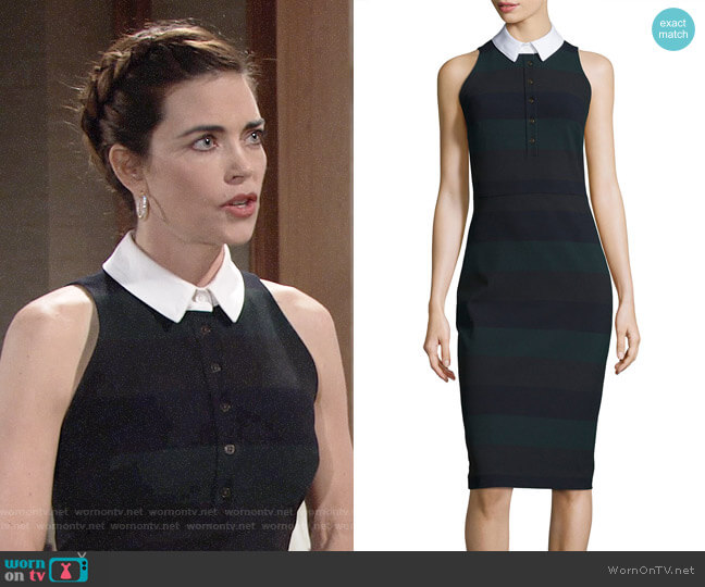Veronica Beard Sleeveless Cedar Pencil Dress worn by Victoria Newman (Amelia Heinle) on The Young and the Restless