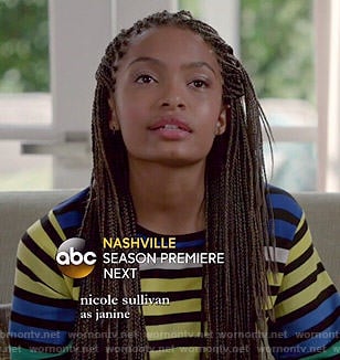 Zoey’s blue and yellow striped top on Black-ish