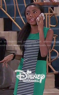 Zuri’s green striped panel dress on Jessie