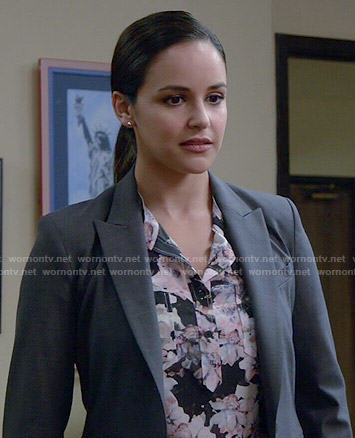 Amy’s black floral blouse on Brooklyn Nine-Nine