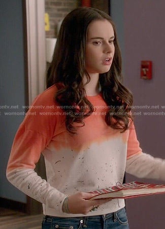 Bay’s orange dip-dyed sweatshirt on Switched at Birth