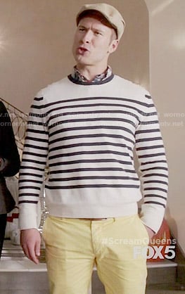 Chad’s striped sweater on Scream Queens