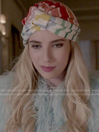 Chanel’s striped turban on Scream Queens