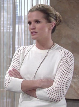 Chelsea’s white perforated sweater on The Young and the Restless