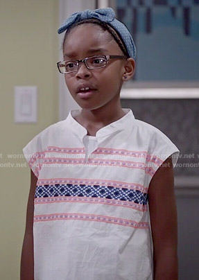 Diane’s embroidered striped top on Black-ish