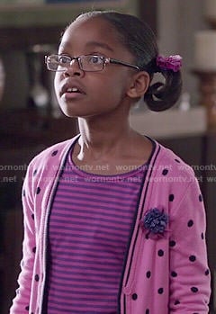 Diane’s pink polka dot cardigan on Black-ish