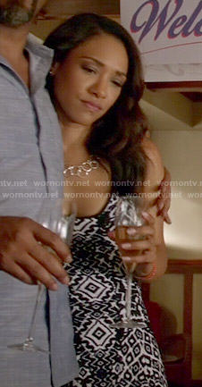 Iris’s black and white patterned dress on The Flash
