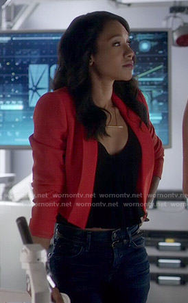 Iris’s red cropped jacket on The Flash