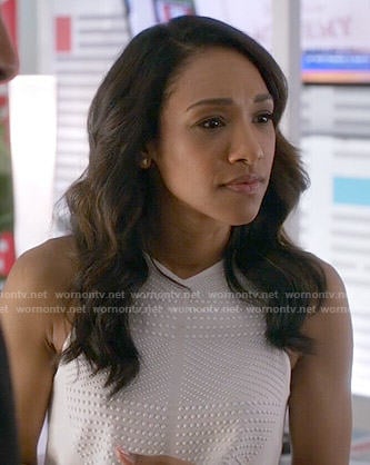 Iris’s white studded top on The Flash