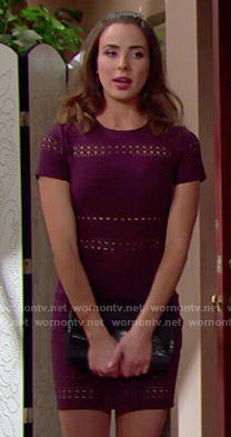 Ivy’s purple short sleeve dress with cutouts on The Bold and the Beautiful