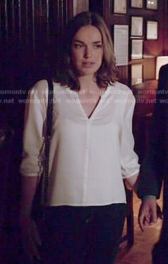 Jemma’s white split-neck blouse on Agents of SHIELD