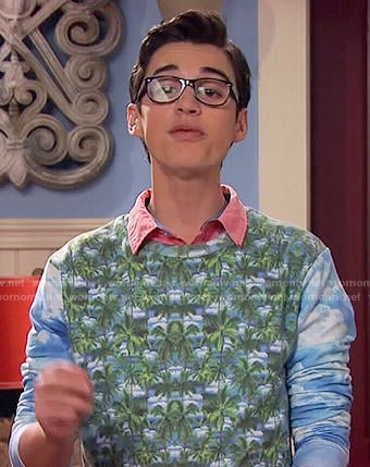 Joey’s palm and cloud print sweater on Liv and Maddie