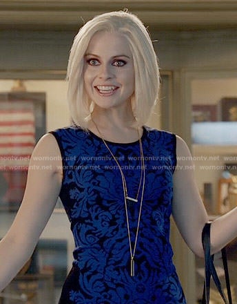 Liv’s blue and black damask patterned dress on iZombie