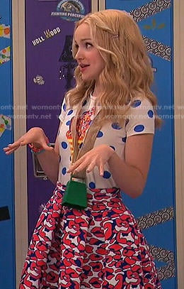 Liv’s polka dot ice cream top and red leopard print skirt on Liv and Maddie